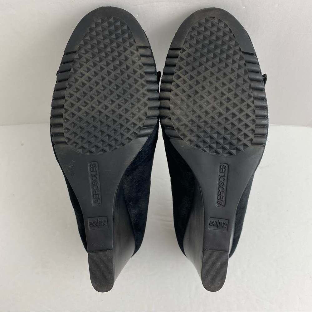 Aerosoles size 7.5 Women’s Black Suede Leather Wedge Heels - Picture 7 of 9